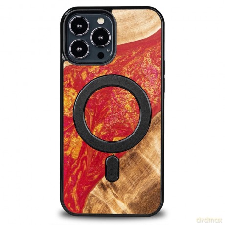 Etui Bewood Unique MagSafe Paris z drewna i żywicy na iPhone 13 Pro Max - czerwono-złote