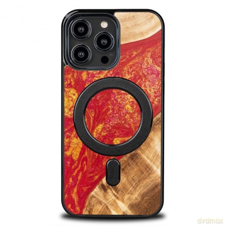 Etui Bewood Unique MagSafe Paris z drewna i żywicy na iPhone 14 Pro Max - czerwono-złote
