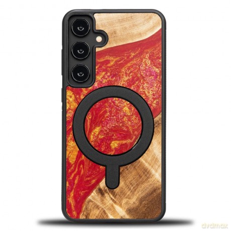 Etui Bewood Unique MagSafe Paris z drewna i żywicy na Samsung Galaxy S24+ - czerwono-złote