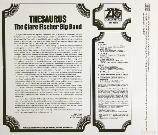 Clare Fischer Big Band: Thesaurus [CD]