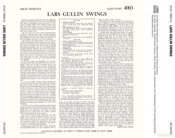 Lars Gullin: Lars Gullin Swings [CD]