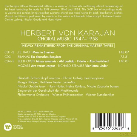 Herbert Von Karajan: The Herbert Von Karajan Collection. Bach/Beethoven/Brahmss - Choral Music [5CD]