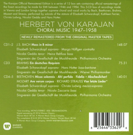 Herbert Von Karajan: The Herbert Von Karajan Collection. Bach/Beethoven/Brahmss - Choral Music [5CD]