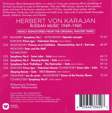 Herbert Von Karajan: The Herbert Von Karajan Collection. Mussorgsky/Tchaikovsky/Borodin/Balakirev/Stravinsky [7CD]