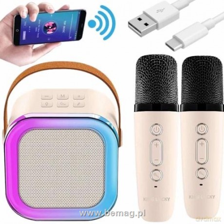Głośnik karaoke z 2 mikrofonami