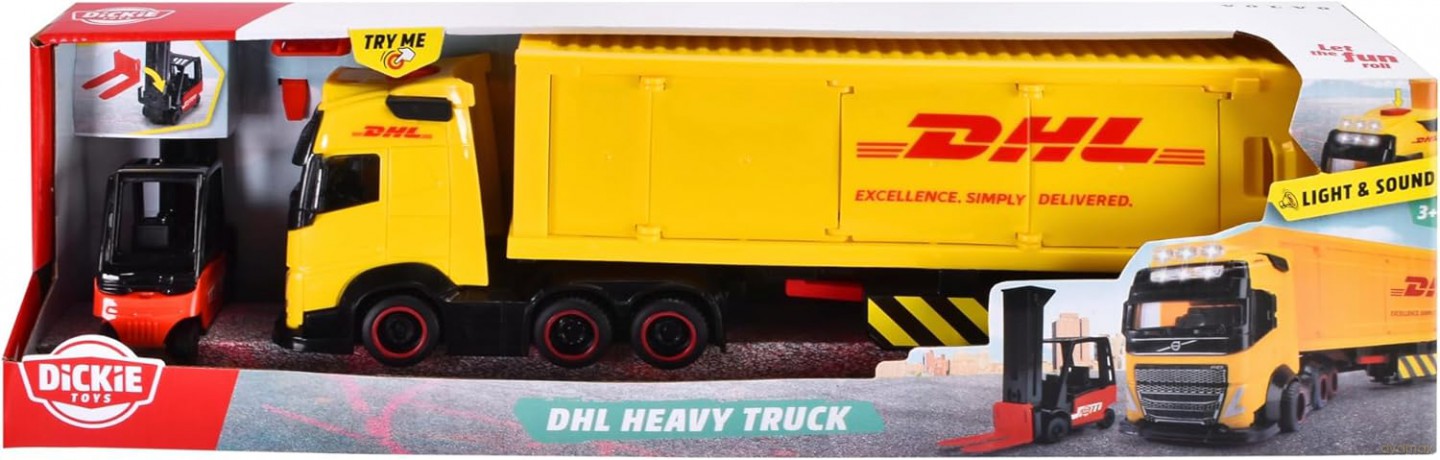 Ciężarówka Dickie Toys City z naczepą DHL 32 cm