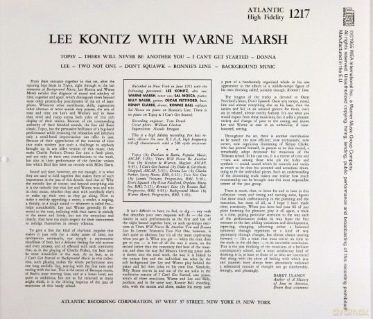 Lee With Warne Marsh Konitz: Lee Konitz With Warne Marsh [CD]