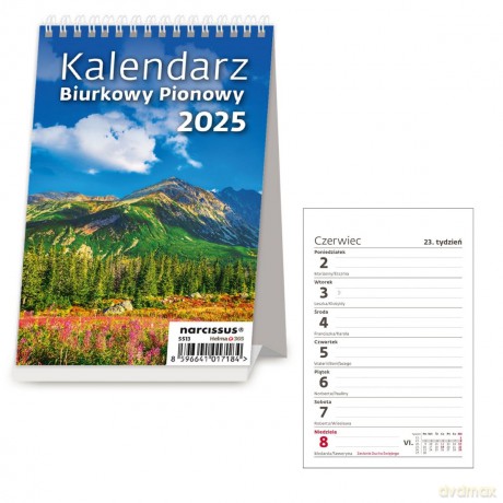 Kalendarz 2025 biurkowy pionowy tygodniowy [KALENDARZ]