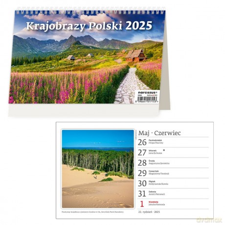 Kalendarz 2025 biurkowy tygodniowy Krajobrazy Polski [KALENDARZ]