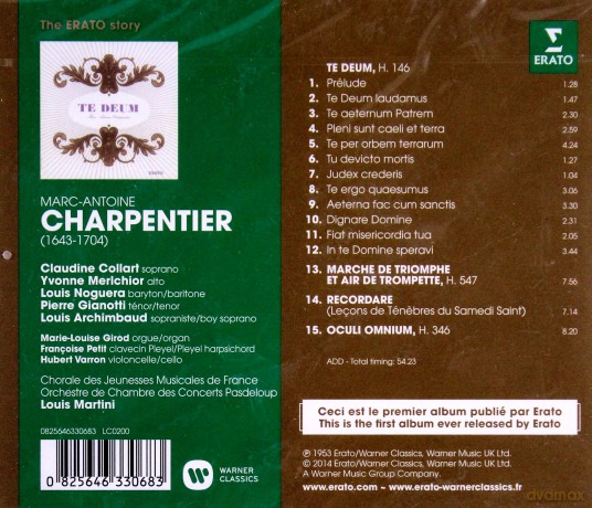 Louis Martini: The Erato Story. Charpentier: Te Deum, Magnificat [CD]