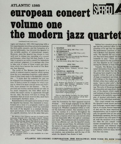 The Modern Jazz Quartet: European Concert Volume One [CD]