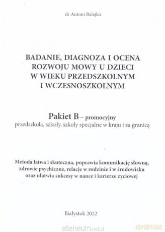 Badanie mowy pakiet B - promoc. przedszkola... - Antoni Balejko [KSIĄŻKA]