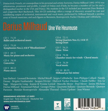 Darius Milhaud - Une Vie Heureuse [10CD]