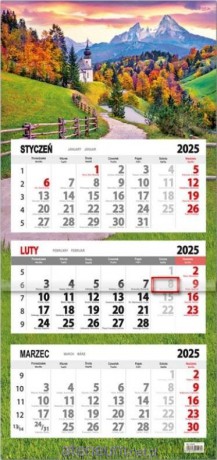 Kalendarz 2025 trójdzielny płaska główka jesień [KALENDARZ]