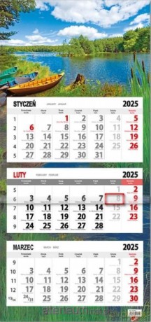 Kalendarz 2025 trójdzielny płaska główka jezioro [KALENDARZ]