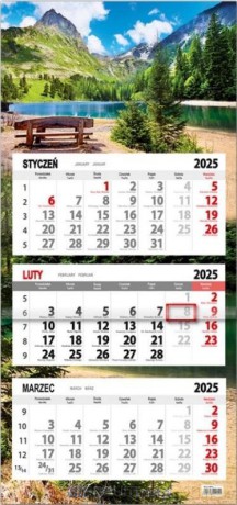 Kalendarz 2025 trójdzielny płaska główka ławka [KALENDARZ]
