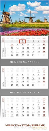 Kalendarz 2025 Trójdzielny Wiatraki [KALENDARZ]