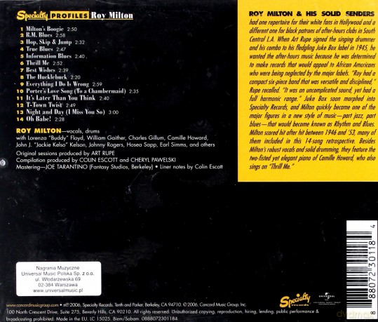 Roy Milton: Speciality Profiles [CD]