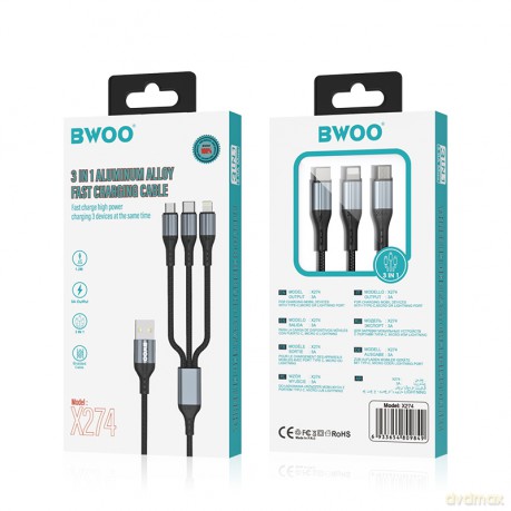 BWOO kabel X274 Fast 3 in 1 USB 3A