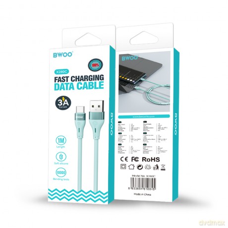 BWOO kabel X280C Minimalist Silicone 3A USB-A do USB-C biały