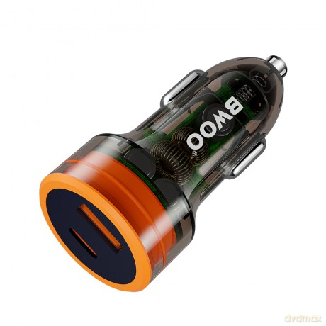 BWOO ładowarka samochodowa BO-CC85 38W fast transparent car charger QC 18W + PD 20W
