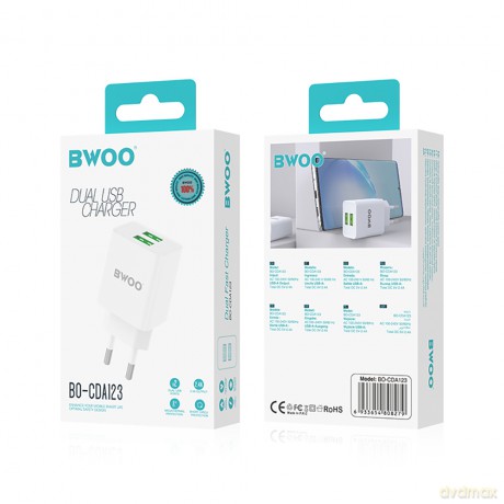 BWOO ładowarka sieciowa BO-CDA123 5V 2,4A Wall charger 2 x USB-A