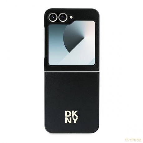 DKNY nakładka do Samsung Galaxy Z Flip6 DK000221 czarna Plain Leather Metal Stack Logo