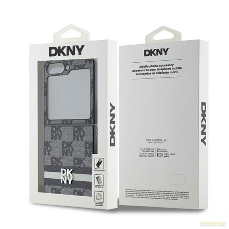DKNY nakładka do Samsung Galaxy Z Flip6 DK000222 czarna Chequered Pattern Printed Stripes