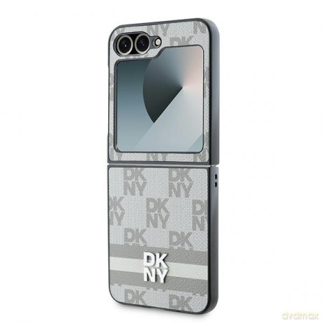 DKNY nakładka do Samsung Galaxy Z Flip6 DK000223 beżowa Chequered Pattern Printed Stripes