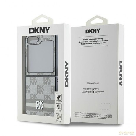 DKNY nakładka do Samsung Galaxy Z Flip6 DK000223 beżowa Chequered Pattern Printed Stripes