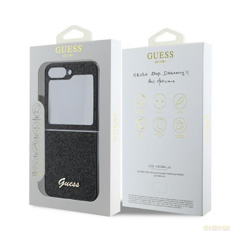 Guess nakładka do Samsung Galaxy Z Flip6 GUE003743 czarna 4G Glitter Script