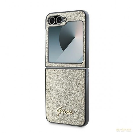 Guess nakładka do Samsung Galaxy Z Flip6 GUE003745 złota 4G Glitter Script