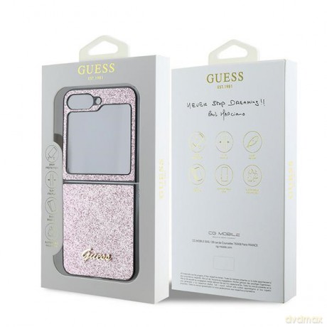 Guess nakładka do Samsung Galaxy Z Flip6 GUE003747 różowa 4G Glitter Script
