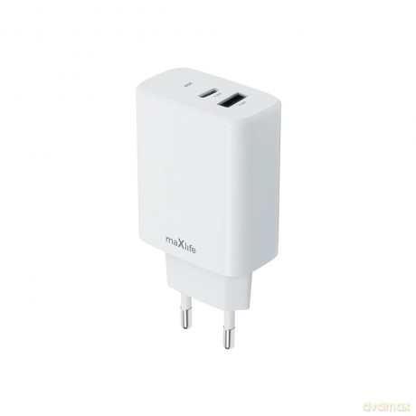 Maxlife ładowarka sieciowa PD QC MXTC-10-20AC 1x USB-C 1x USB 20W biała