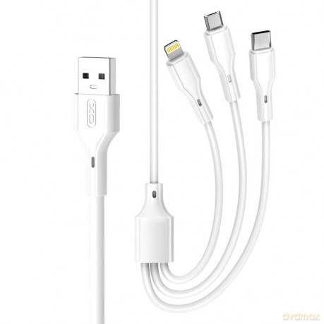 XO kabel NB230 3w1 USB + USB-C + microUSB + Lightning 1,0m 2,4A biały