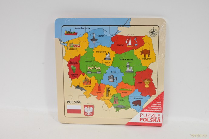 Mapa drewniane puzzle 25x25cm D-144 41448