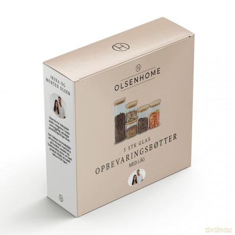 Olsen Home - Glass Storage Bins With Bamboo Lids - 5 Pack