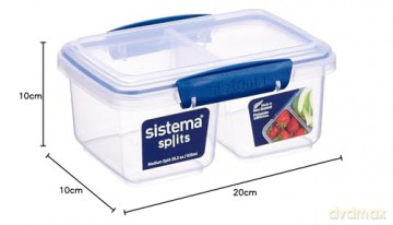Sistema - Klip IT - Rectangular Split Medium 850ml- Dark Blue