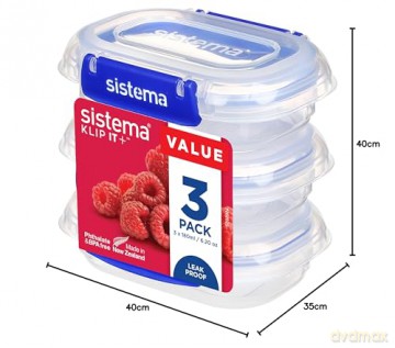 Sistema - Rectangle Klip It Plus 3Pack 180ml