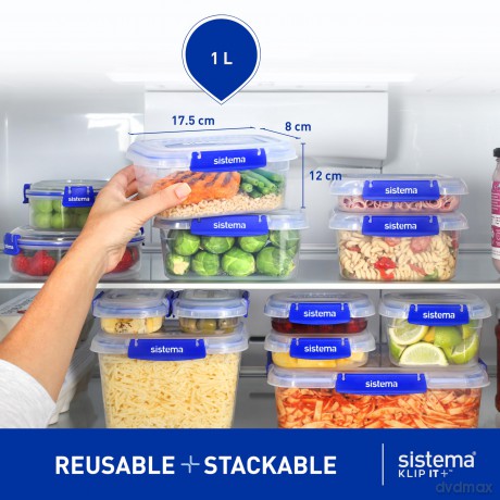 Sistema - Rectangle Klip It Plus 3Pack 1L