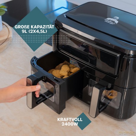 Sobczyk - Dual zone airfryer 9L, 2400W - Black
