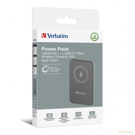 Verbatim - Charge Go Magnetic Wireless Power Bank 10000