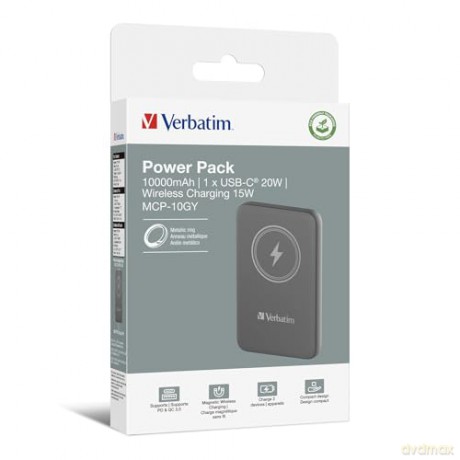 Verbatim - Charge Go Magnetic Wireless Power Bank 10000