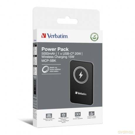 Verbatim - Charge Go Magnetic Wireless Power Bank 5000
