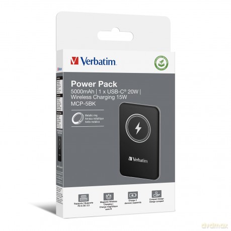 Verbatim - Charge Go Magnetic Wireless Power Bank 5000