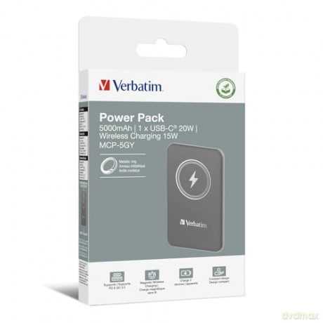 Verbatim - Charge Go Magnetic Wireless Power Bank 5000
