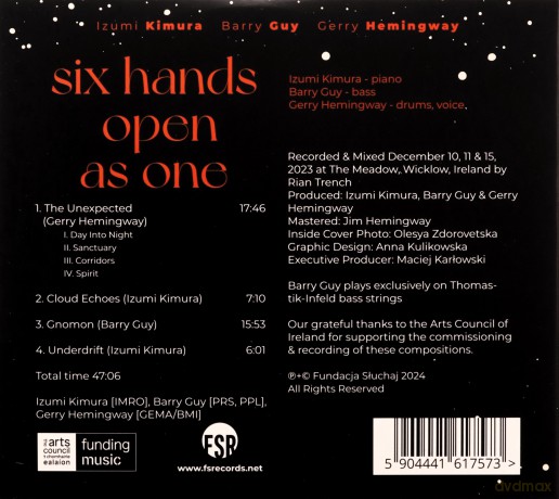 Izumi Kimura, Barry Guy, Gerry Hemingway: Six Hands Open As One [CD]