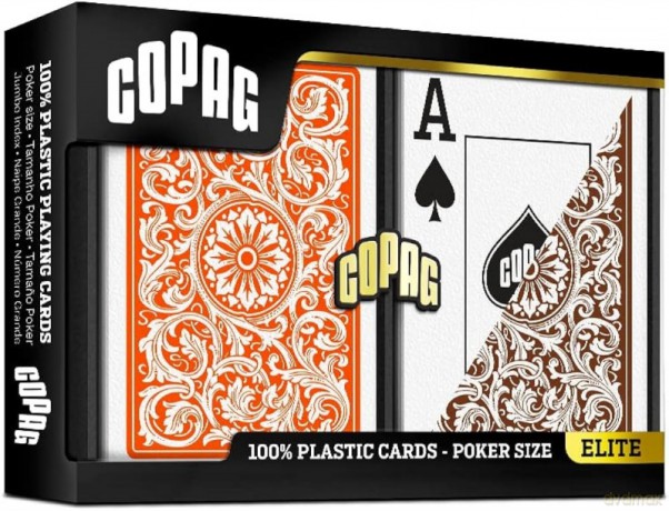 COPAG Elite Orange Brown Double Poker Jumbo [KARTY]
