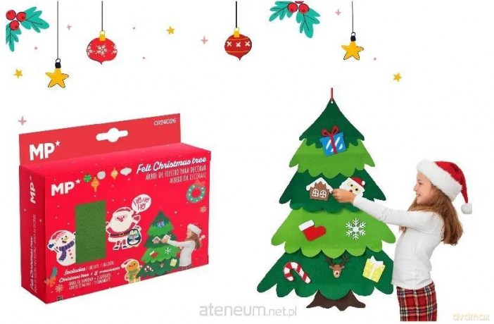 Choinka DIY z filcu z 8 ozdobami