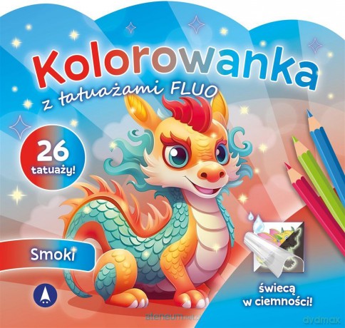 Kolorowanka z tatuażami fluo Smoki [KSIĄŻKA]